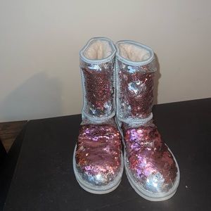 UGG Australia Silver/Pink Sequin Boots